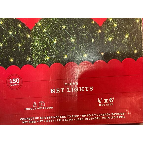 Holiday New in Box Set of 2 Wondershop 150 Count 4X6 Net Clear Light Green Wire - Picture 5 of 8